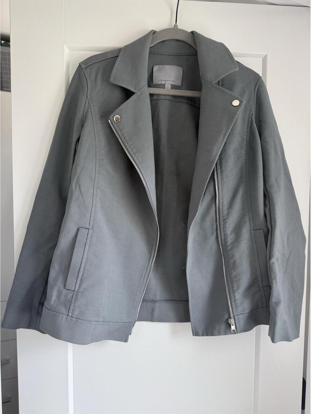 Classiques Entier Women's Gray Asymmetrical Full-Zip Motorcycle Jacket size XS